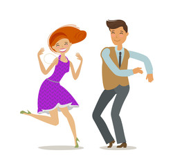 Couple dancing. Dance party concept. Cartoon vector illustration