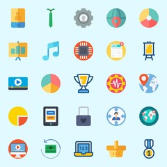 Icons about Digital Marketing with microchip, settings, medal, target, smartphone and money