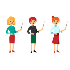 Young Female Teacher Pointer Vector