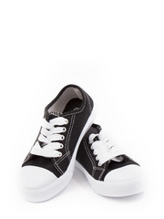 Classic Black Shoes Sneakers on a White Background