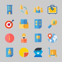 Icons about Business with idea, targeting, suitcase, notebook, list and curriculum