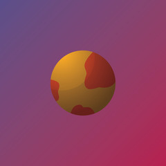 gold and red fantasy color planet. cool cosmic planet for game design, web design with space, science, space and fantasy theme. planet illustration. planet of universe