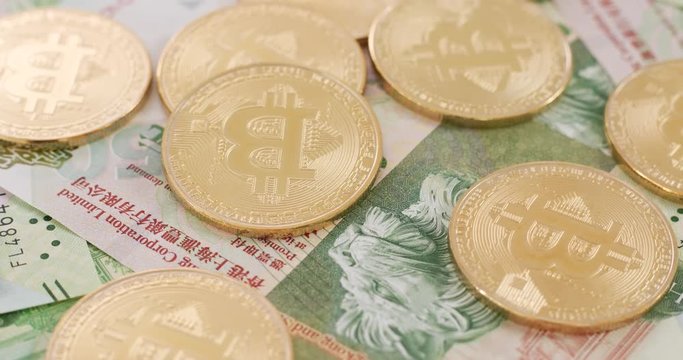 Bitcoin and Hong Kong banknote