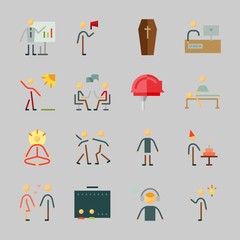 Icons about Human with working, ceo, girlfriend, tv, whiteboard and worker