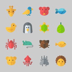 Icons about Animals with hamster, fish, hedgehog, spider, cat and squid
