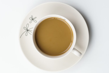 Coffee cup. Above view. Isolated on white background