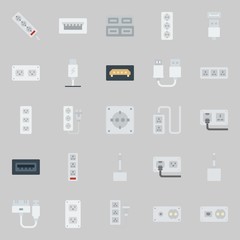 Icons about Connectors Cables with socket, usb cable and usb