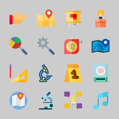 Icons about Inspiration with idea, note, measuring, point, location and plan