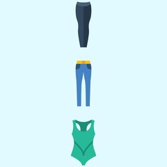 Icons about Women Clothes with trousers and swimsuit