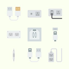Icons about Connectors Cables with usb cable, volume controller, usb and socket
