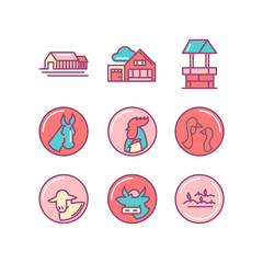 Farm line color icons set, vector illustration