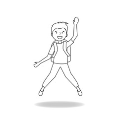 Fototapeta premium Jump Outlined Male student
