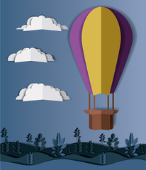 Fototapeta na wymiar beautiful landscape with balloons air hot craft vector illustration design