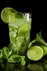 Mojito and lime cocktail
