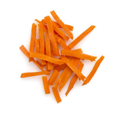 Julienned Carrots Isolated on a White Background