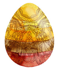 Happy Easter. Watercolor easter egg spring lace ornament