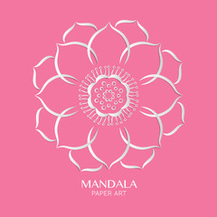 Abstract flower mandala logo design with paper cutting style, vector illustrate
