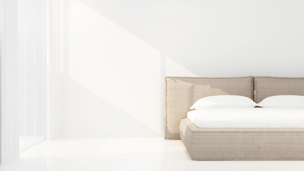 Bedroom and empty space in hotel or home on sunshine day - bedroom artwork room for rent fo apartment or other room - 3D Rendering