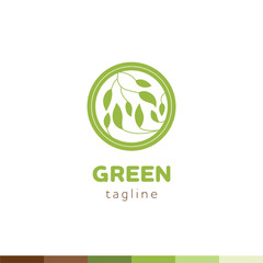 Green Logo, Ecology logo, leaves and nature logo, vector logo template.