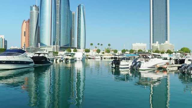 Skyline with Marina and Etihad Towers, Abu Dhabi, United Arab Emirates
