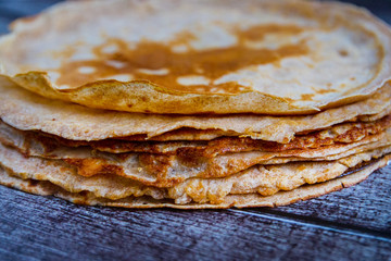 A pile of pancakes for breakfast