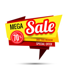 Sale text on red tag banner set 008