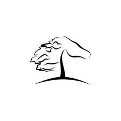 Horse and tree vector illustration