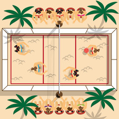 Beach volleyball. View from above. Vector illustration