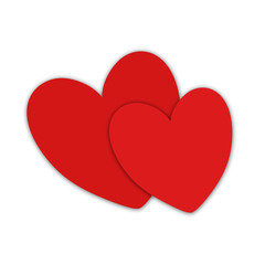 Two lovers heart Valentine card icon symbol, emblem, design.