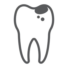 Sick tooth line icon, stomatology and dental, caries sign vector graphics, a linear pattern on a white background, eps 10.