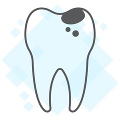 Sick tooth thin line icon, stomatology and dental, caries sign vector graphics, a linear pattern on a white background, eps 10.