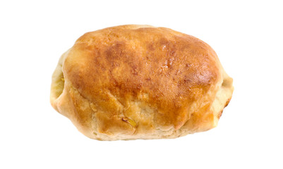 Fresh sweet bun isolated on white background. Top view.