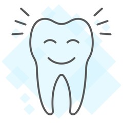 Smiling tooth thin line icon, stomatology and dental, cleaned tooth sign vector graphics, a linear pattern on a white background, eps 10.