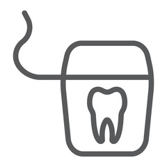 Dental floss line icon, stomatology and dental, clean sign vector graphics, a linear pattern on a white background, eps 10. - obrazy, fototapety, plakaty