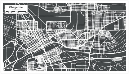 Cheyenne USA City Map in Retro Style. Outline Map.