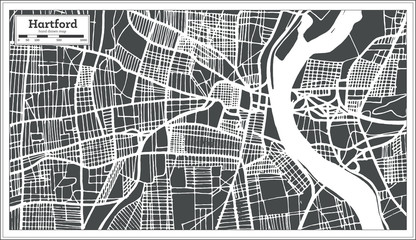 Hartford USA City Map in Retro Style. Outline Map.