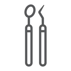 Dentist Tools line icon, stomatology and dental, care sign vector graphics, a linear pattern on a white background, eps 10.