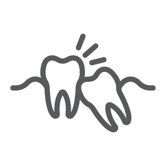 Wisdom teeth line icon, stomatology and dental, impacted tooth sign vector graphics, a linear pattern on a white background, eps 10.