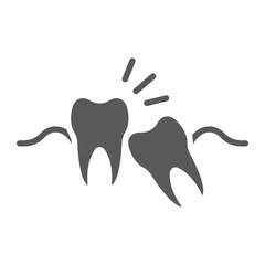 Wisdom teeth glyph icon, stomatology and dental, impacted tooth sign vector graphics, a solid pattern on a white background, eps 10.