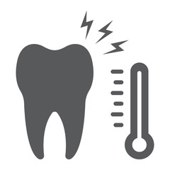 Sensetive tooth glyph icon, stomatology and dental, sick tooth sign vector graphics, a solid pattern on a white background, eps 10.