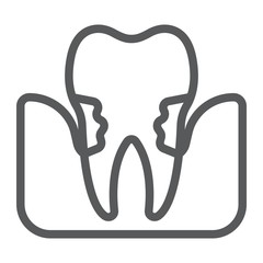 Periodontitis line icon, stomatology and dental, periodontal tooth sign vector graphics, a linear pattern on a white background, eps 10.