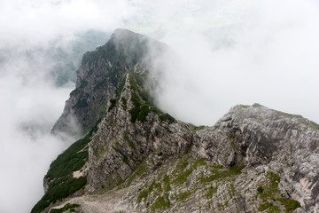 Mist in the mountains of the Bavarian Alps
