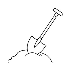 gardening shovel with ground vector illustration design