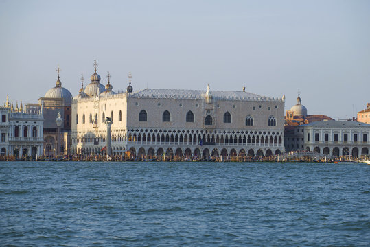 View of the Palazzo Ducale from San Marco bay in the sunny day. Venice, Italy