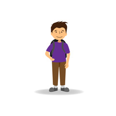 Male Student With Back Pack Vector
