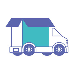 truck delivery with carton box service icon vector illustration design