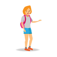 Female Student With Bag Pack