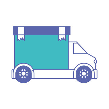 truck delivery with carton box service icon vector illustration design