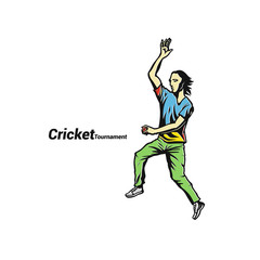 Fototapeta na wymiar Sketch of cricket player vector illustration