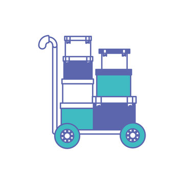 cart handle with pile boxes delivery service vector illustration design